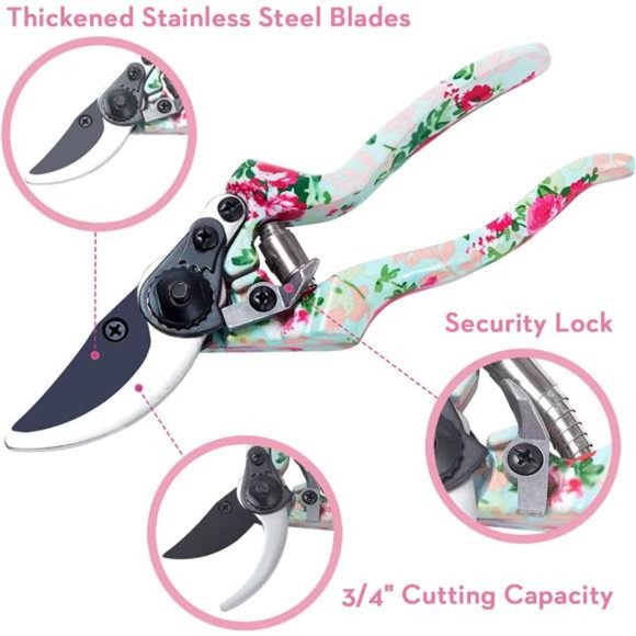 Gardening Tools, 8 Pcs Heavy Duty Floral Garden Tool Se for Women Rose Red - Picture 5 of 6